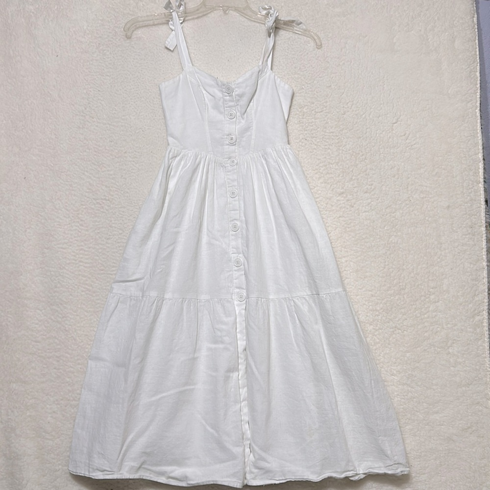 Urban outfitters white cotton Tie-Shoulder Midi Sundress sz XS